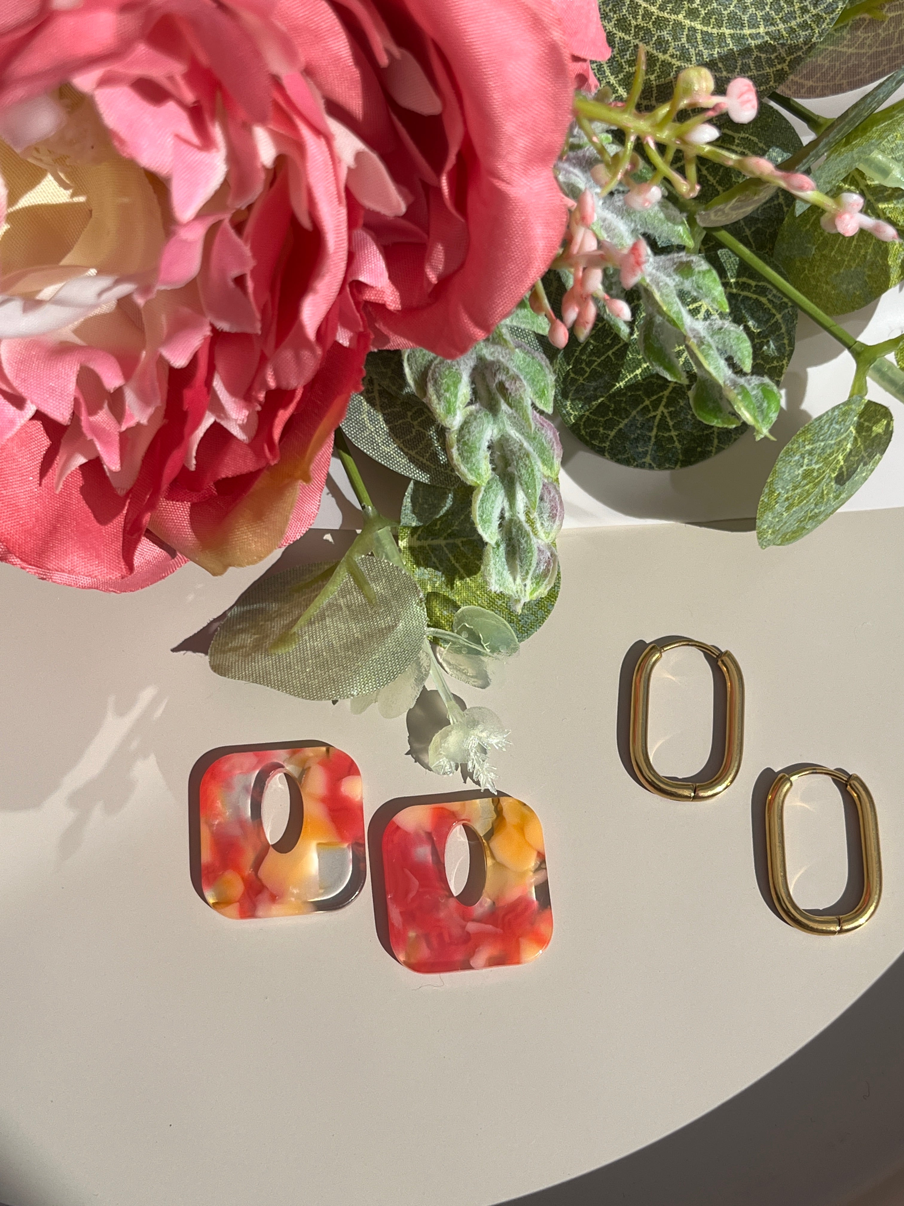 Boucles d’oreilles davina orange et rose