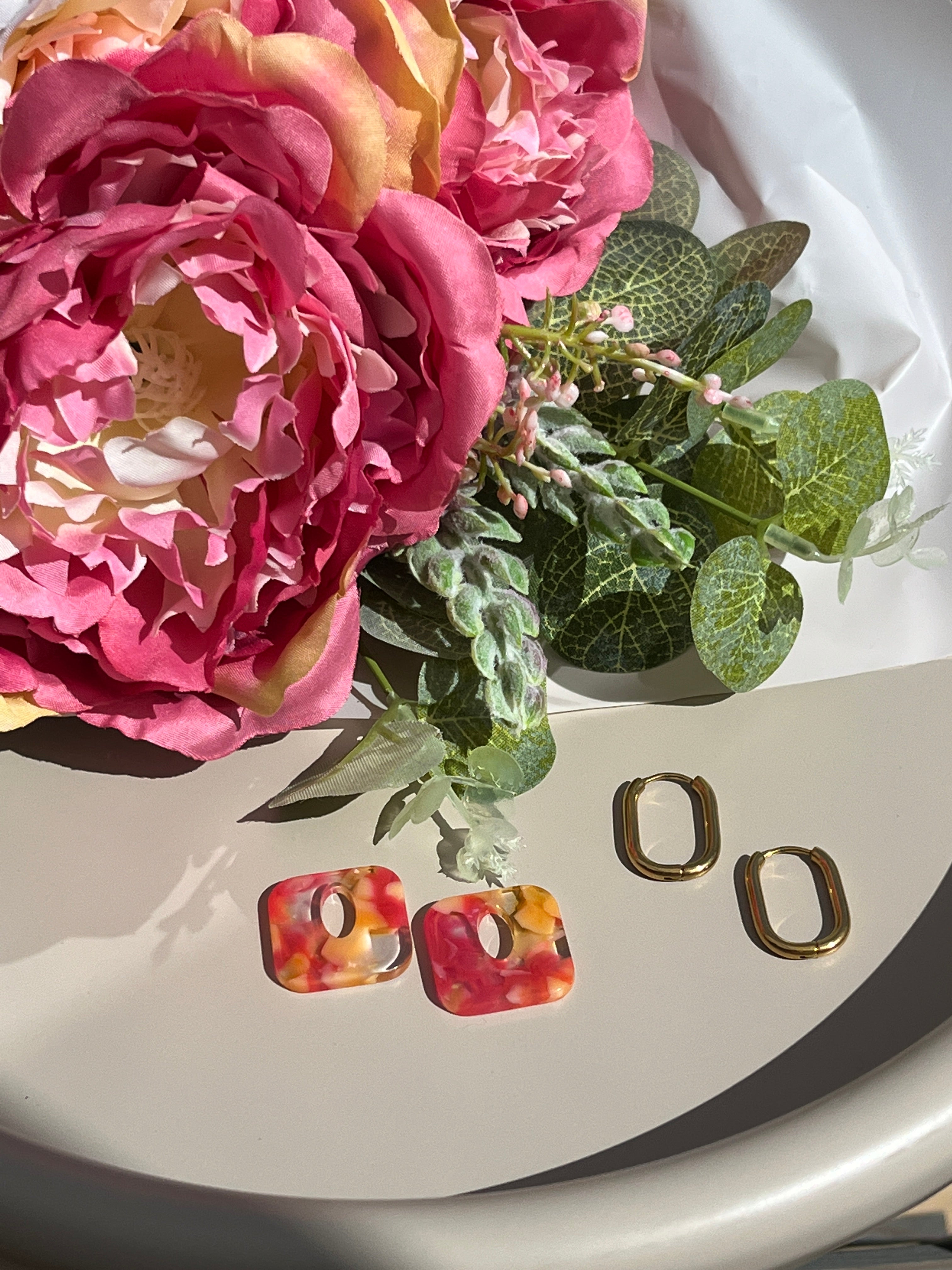 Boucles d’oreilles davina orange et rose