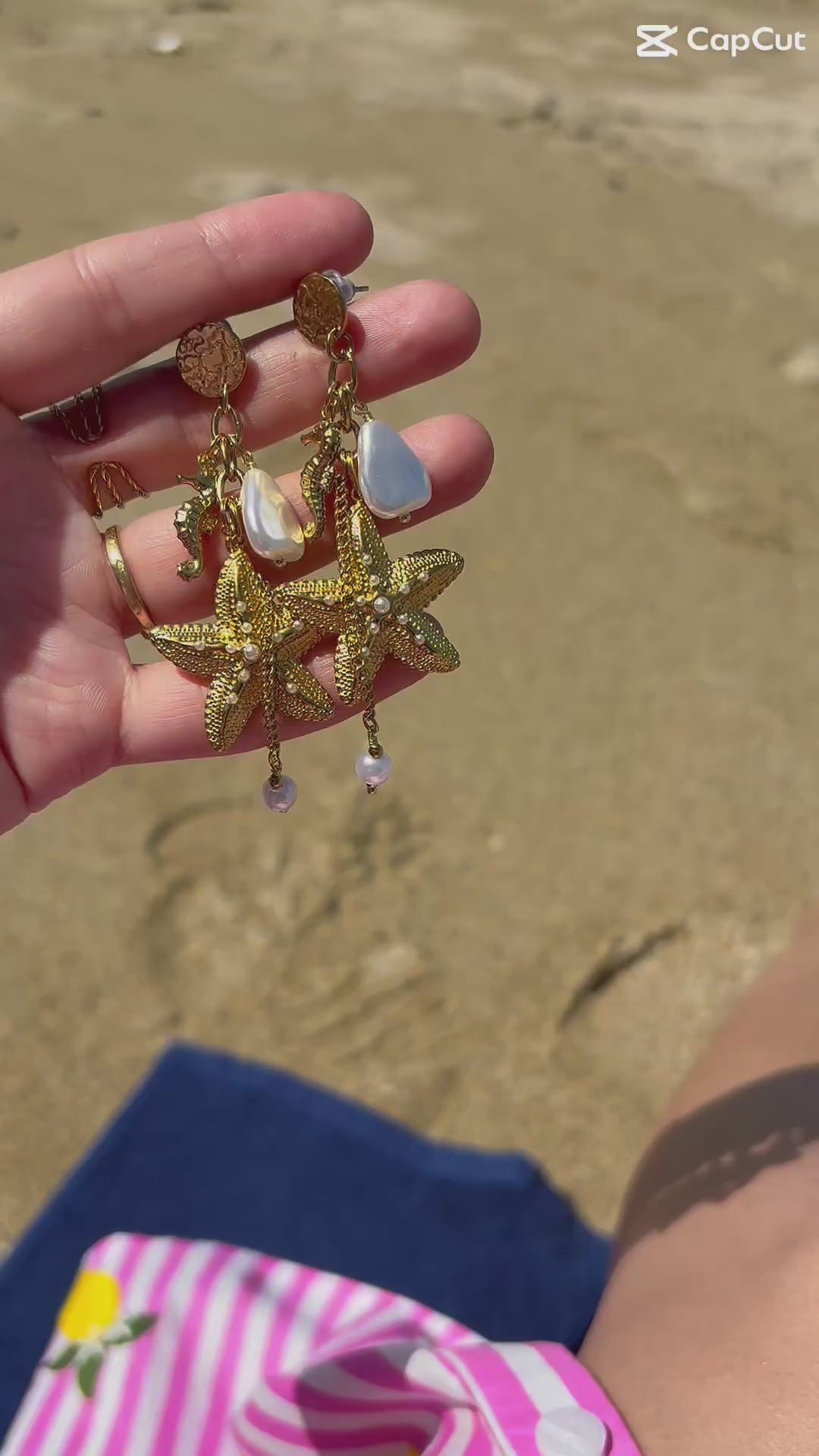 Boucles d’oreilles étoile de mer perles en acier inoxydable